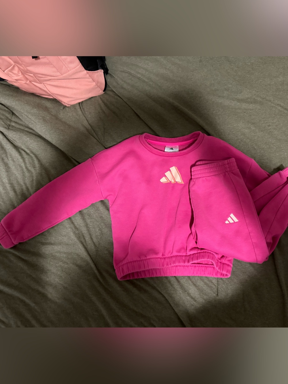 adidas Kids Hot Pink Sweatshirt and Sweatpants Matching Set